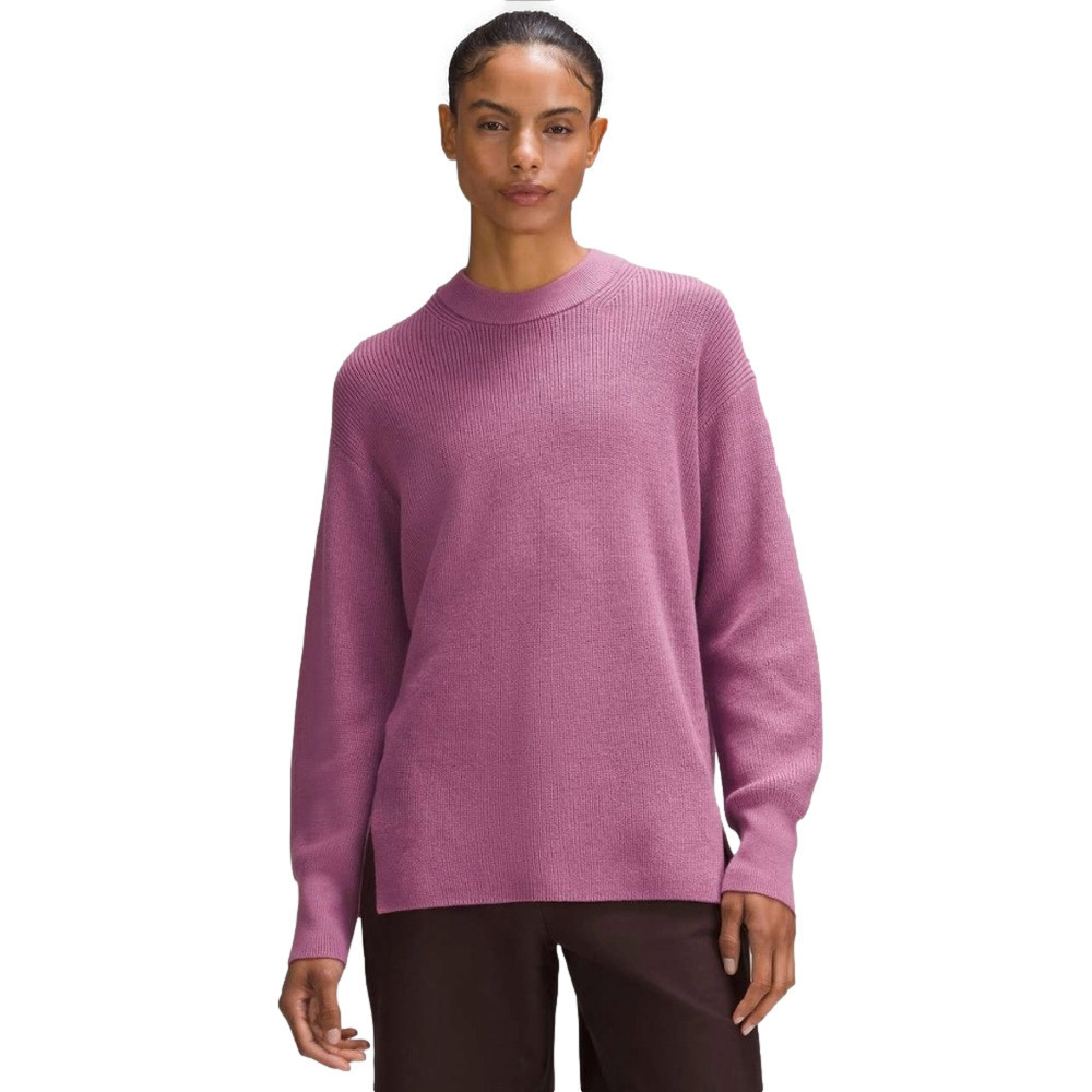 Lululemon Merino Wool Blend Ribbed Crewneck Sweater Velvet Dust Pink Size 8